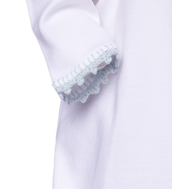 Baby Boy Crochet Trim Day Gown, Blue Trim