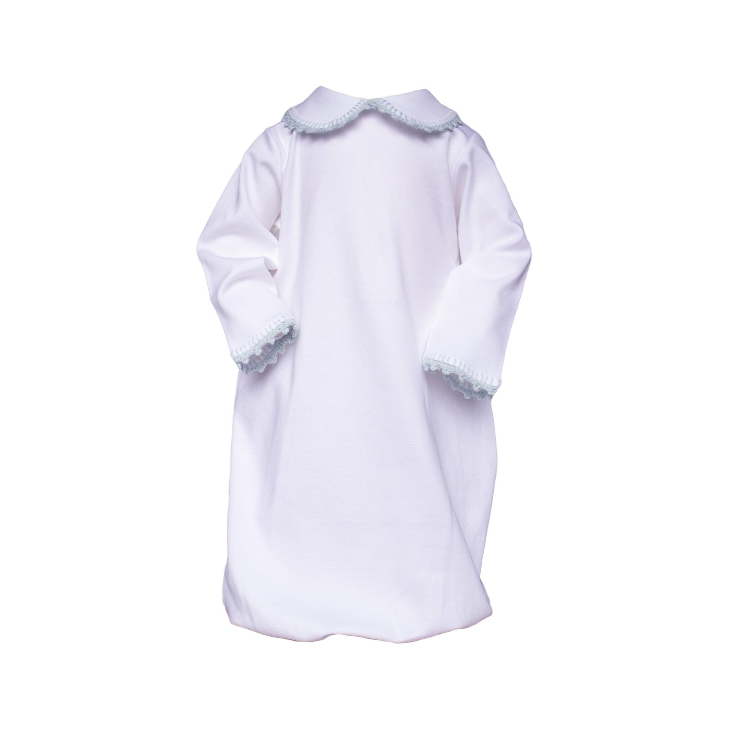 Baby Boy Crochet Trim Day Gown, Blue Trim