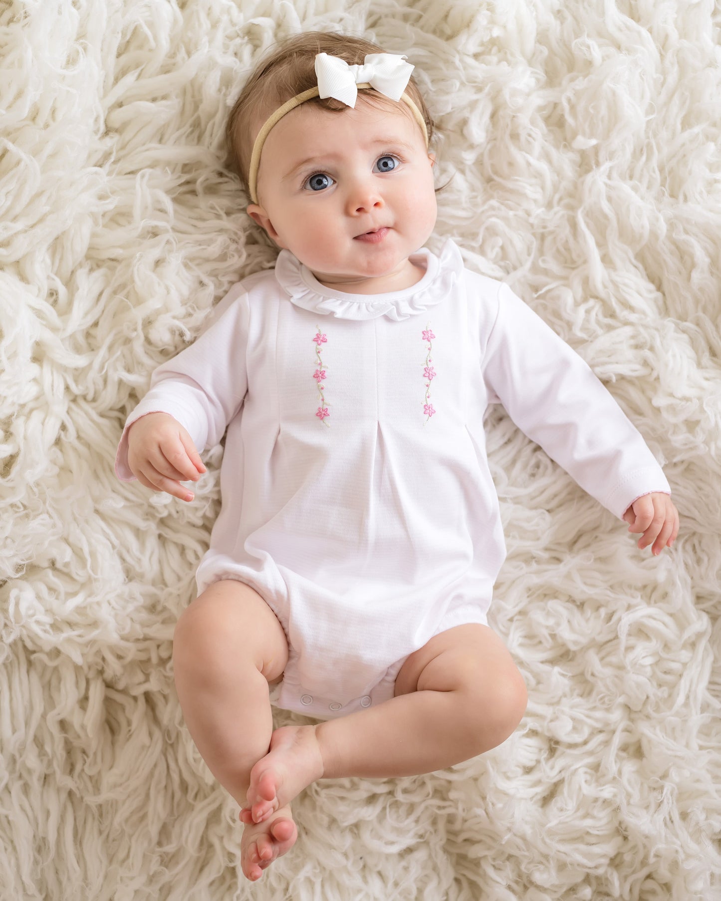 Embroidered Striped Bubble, Pink