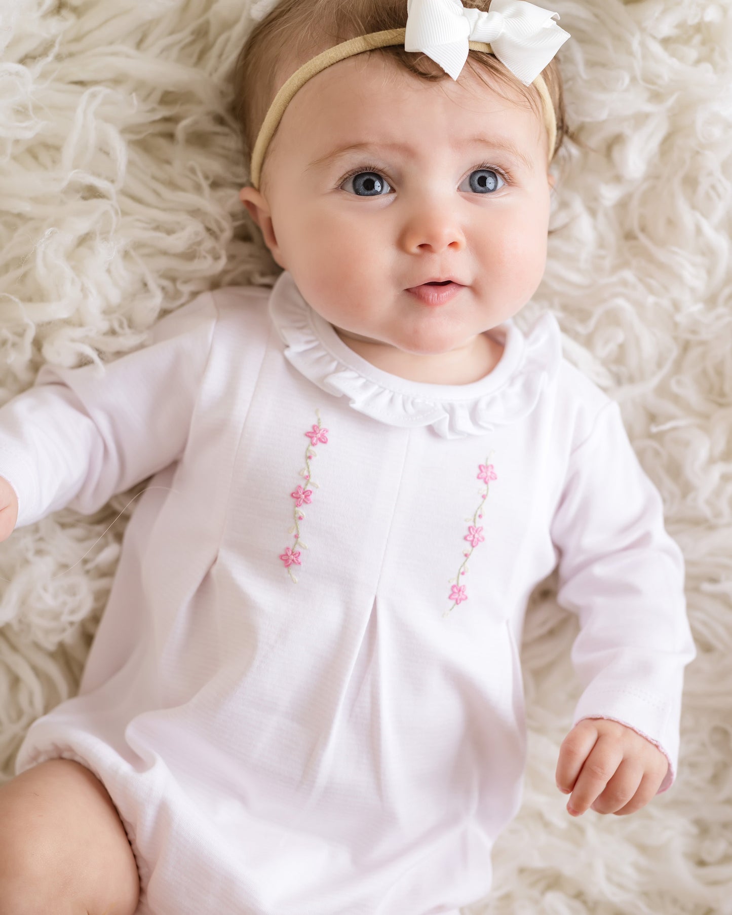 Embroidered Striped Bubble, Pink
