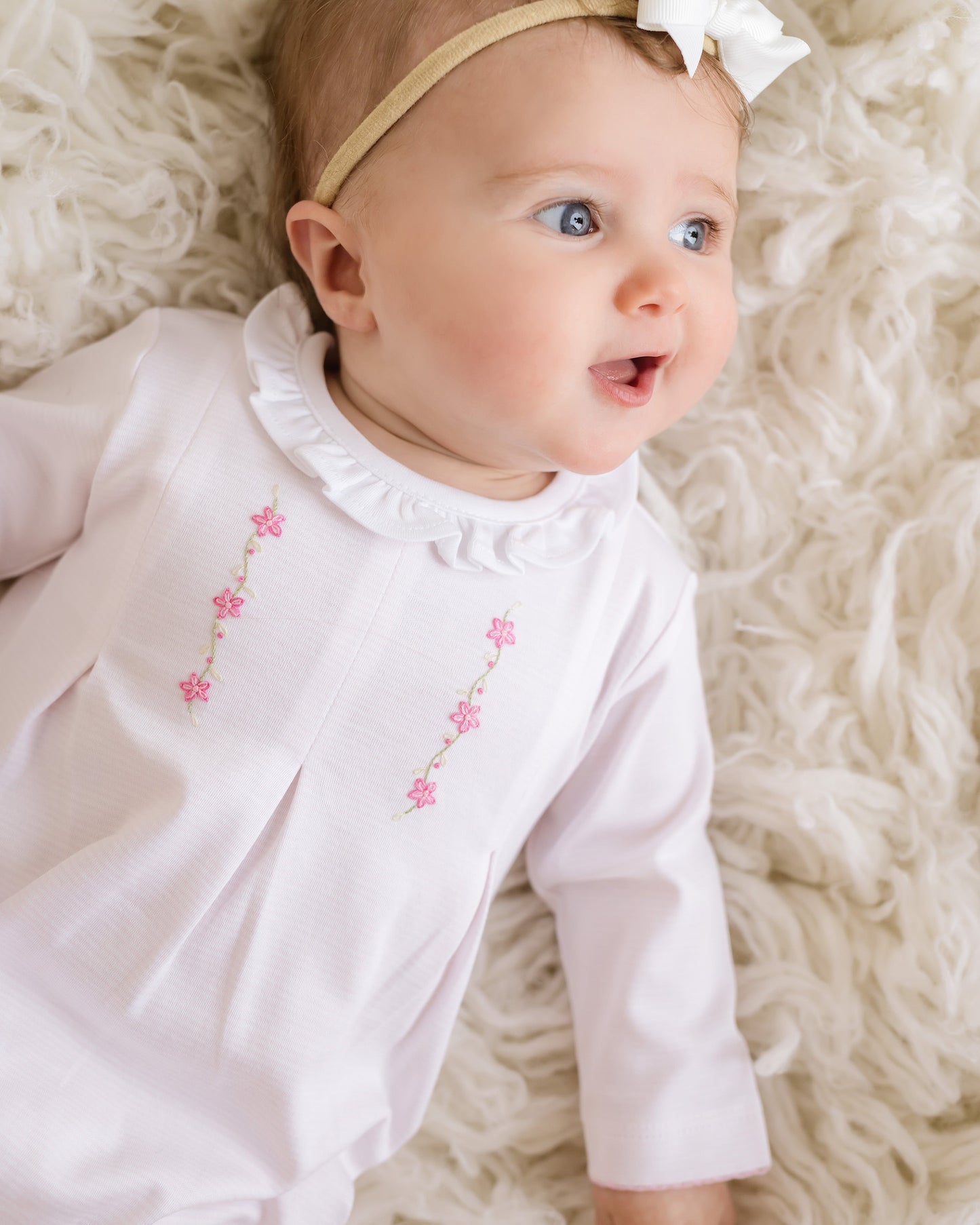 Embroidered Striped Bubble, Pink