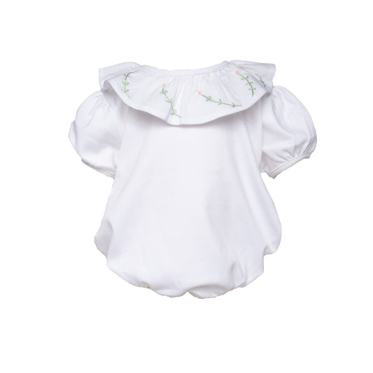 Baby Girl Embroidered Pima Cotton Collar Onesie