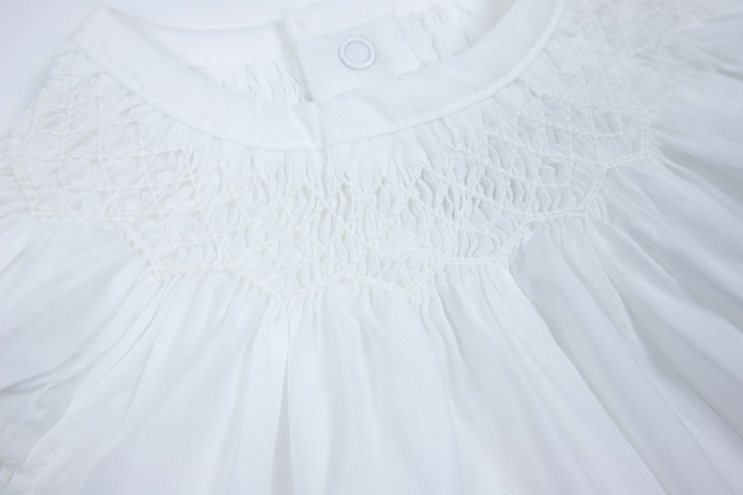 Baby Girl White Smocked Bishop Collar Batiste Diaper Set
