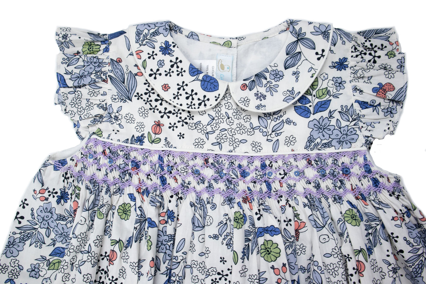 Girls Anna Smocked Dress - Blue Multi