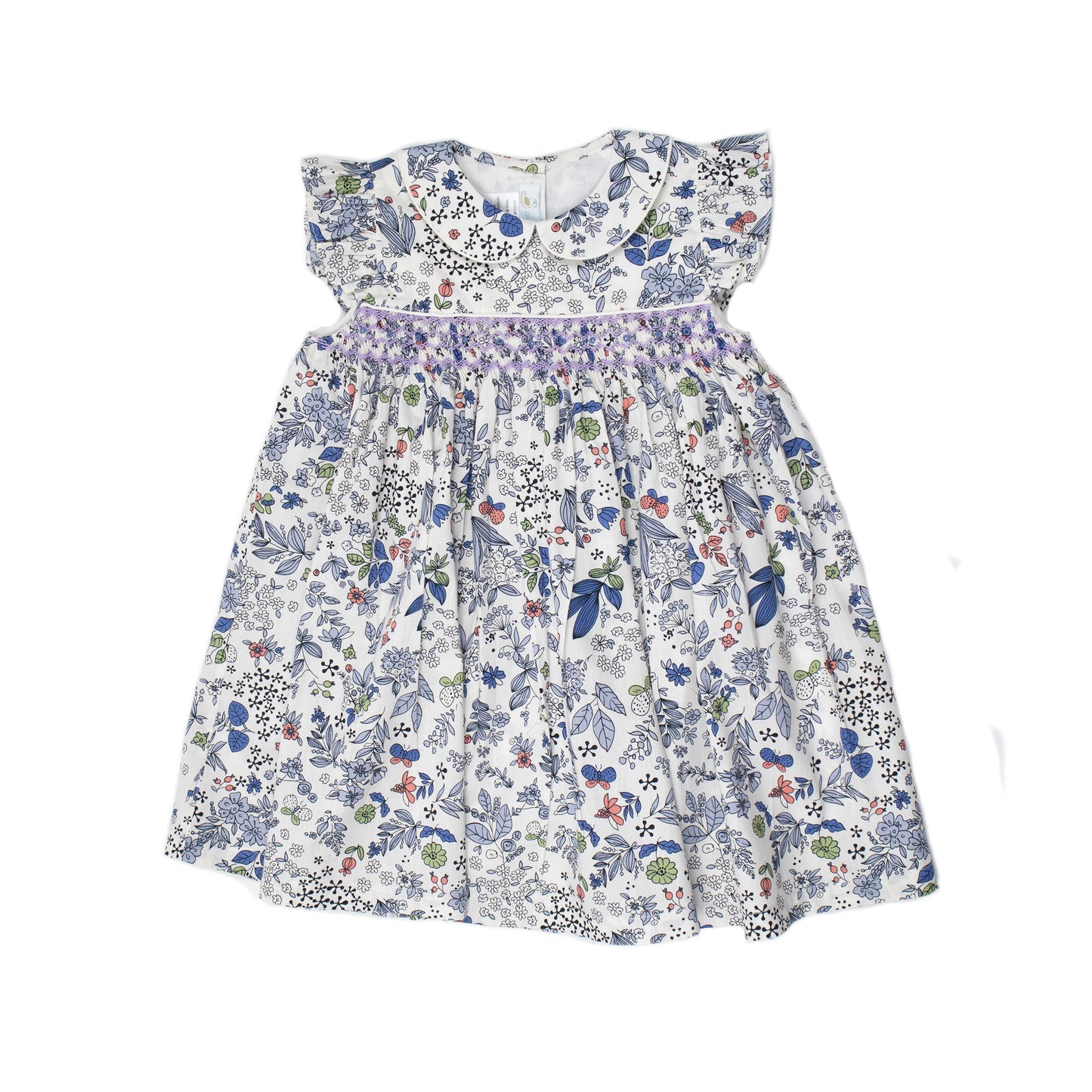 Girls Anna Smocked Dress - Blue Multi