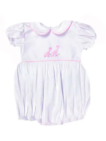 Vintage Pink Giraffe Baby Girl Bubble Romper