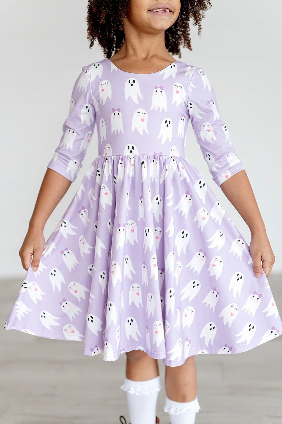 Girls Emile Dress in Purple Girly Ghost
