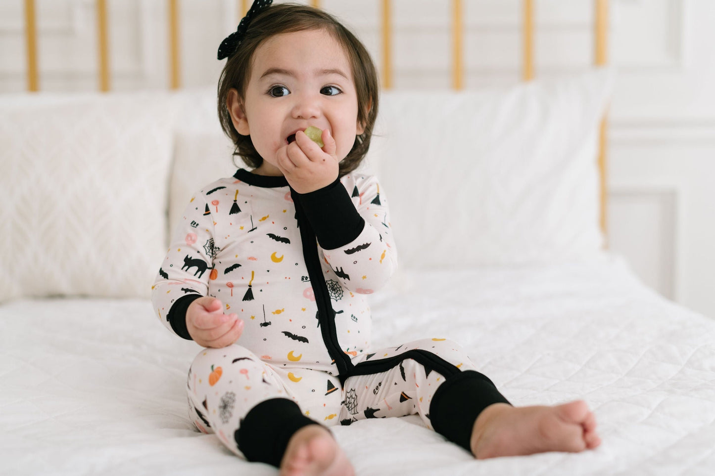 Girls Bamboo Baby Pajama Double Zip in Spooky Scenes