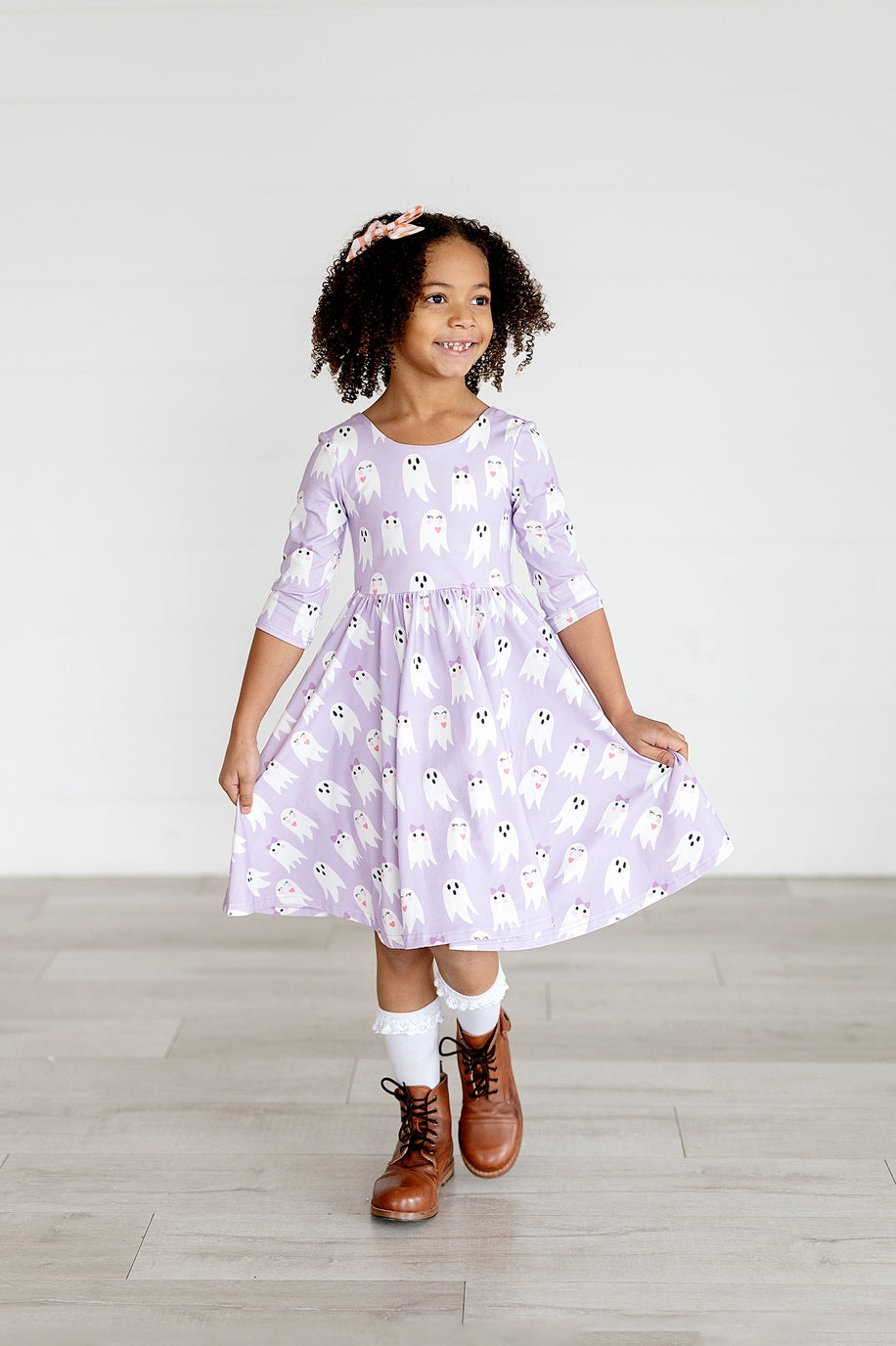 Girls Emile Dress in Purple Girly Ghost