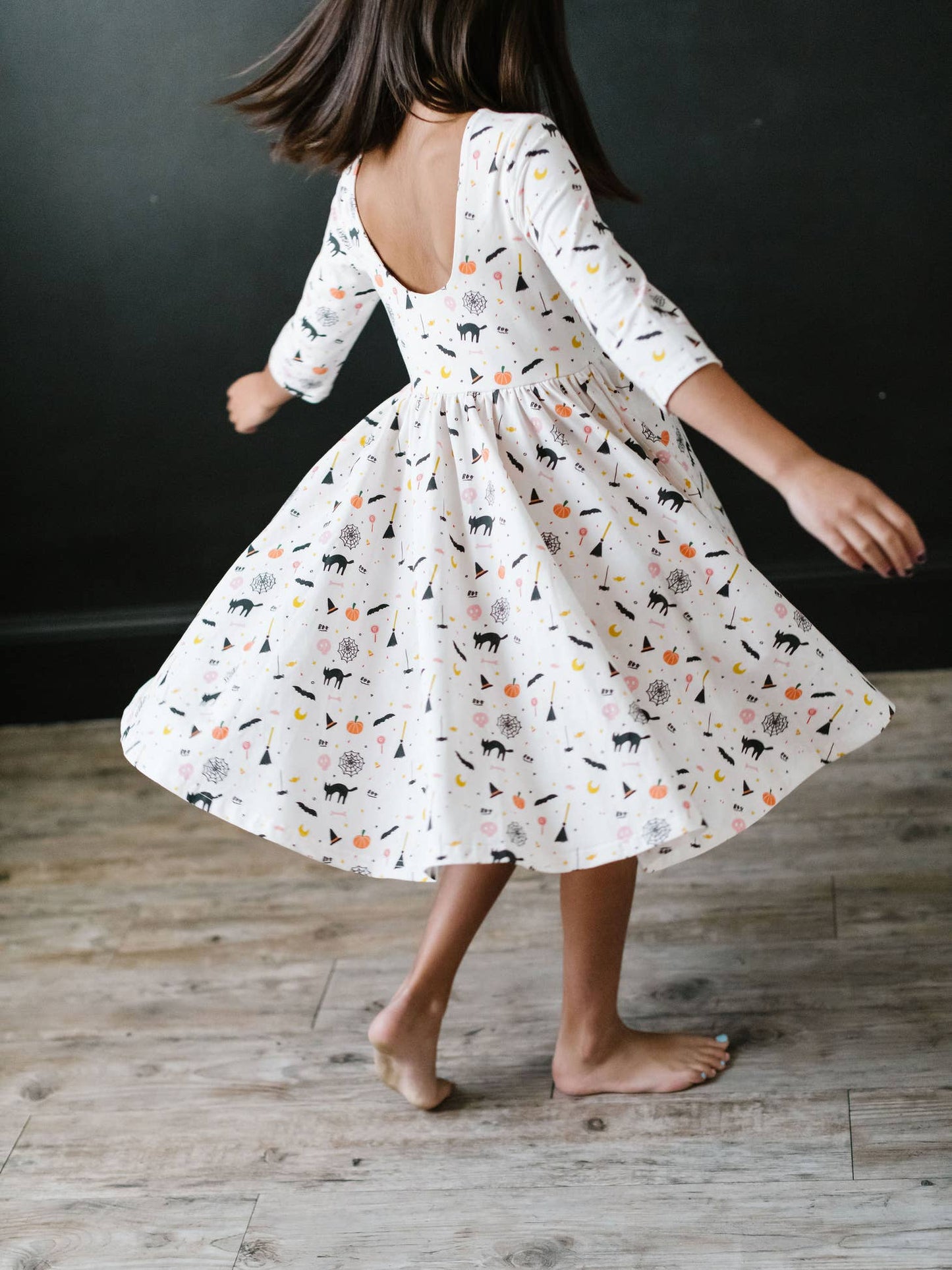 Girls Emile Twirl Dress in Spooky Scenes