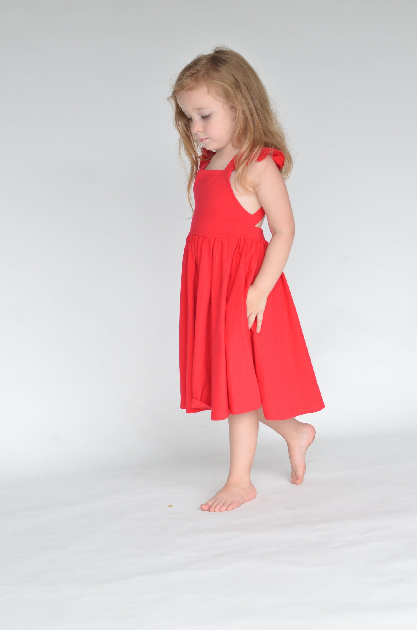 Girls Rosita Twirl Dress in Scarlet