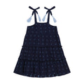 Bella Girls' Shoulder Tie Sundress Navy Turquoise Swiss Dot