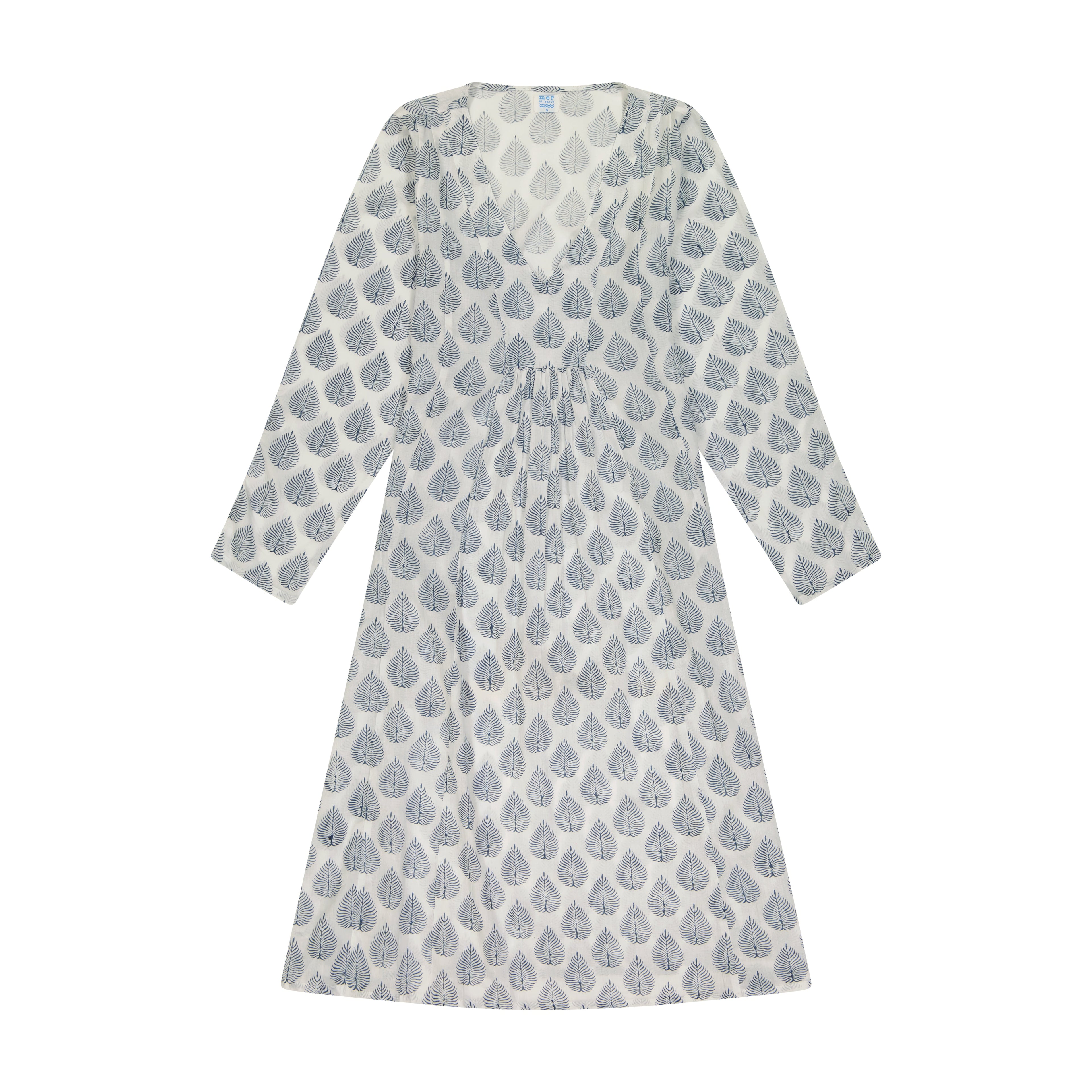 Women's "Le Reve" St Barth Caftan Navy Leaf