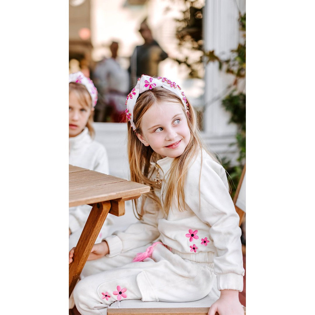 Girls Marble Dye Flower Jogger Set
