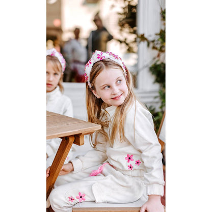 Girls Marble Dye Flower Jogger Set