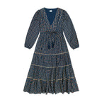 Odette Women's Maxi Dress Blue Floral Block Print