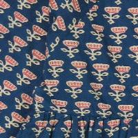 Sara Blue Floral Block Print Popover Dress