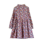 Girls Long Sleeves Dress with Front Ruffle | Garden Confetti