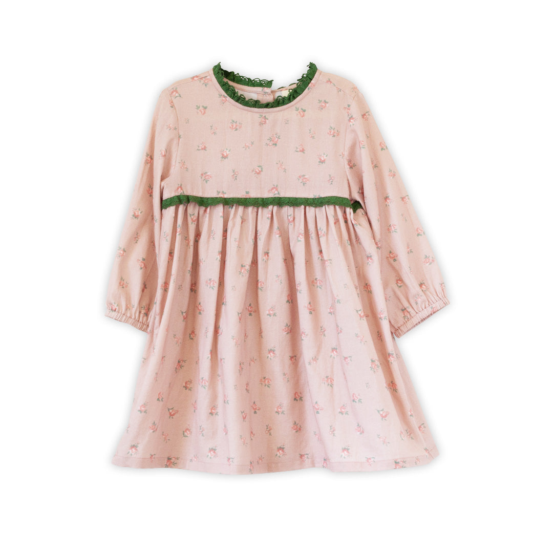 Toddler Priya Dress with Lace Trim | Vintage Pink Rose