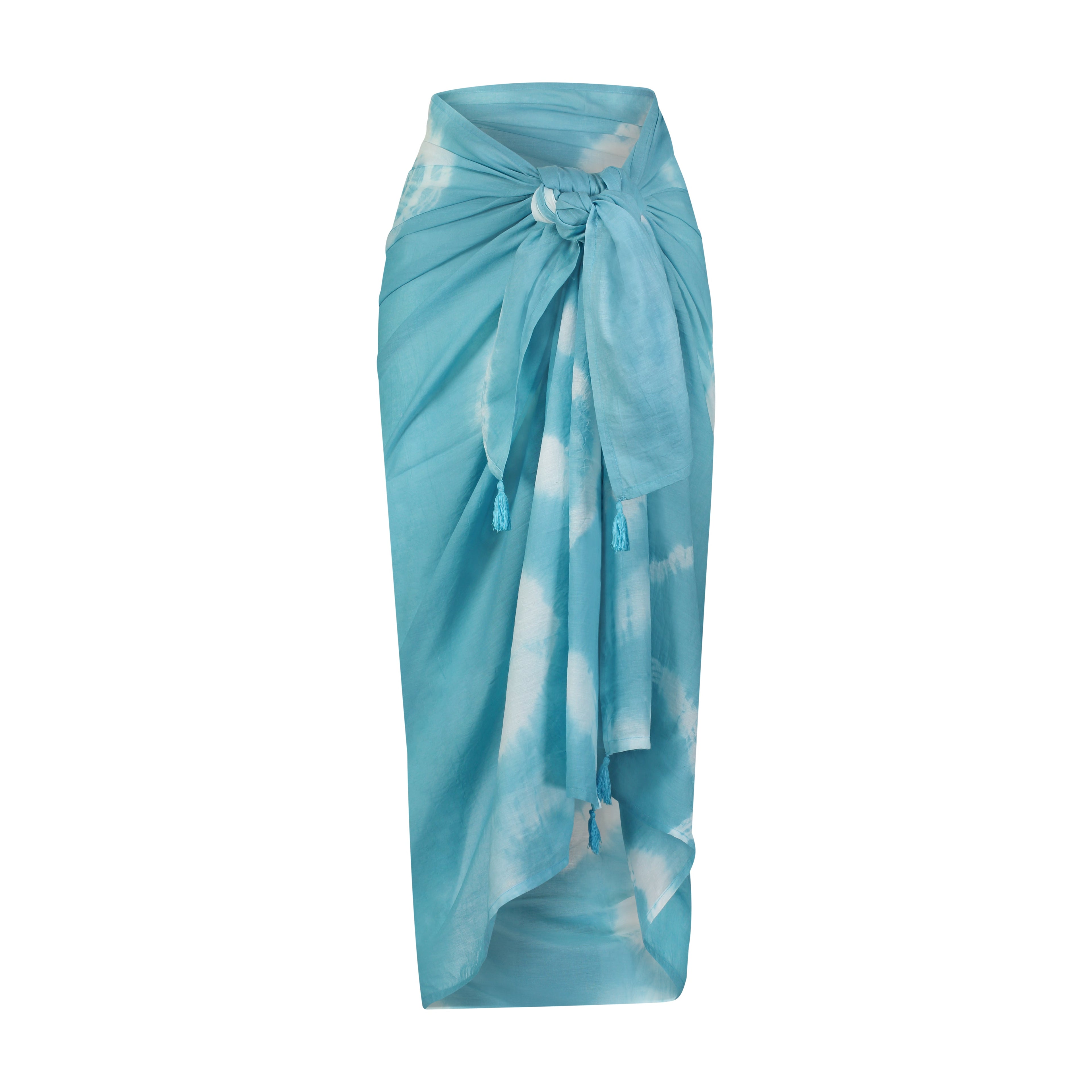 Cotton Saline Pareo Aqua Tie-Dye