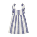 Daphne Girls Flutter Sleeve Dress Navy Stripe