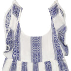 Daphne Girls Flutter Sleeve Dress Navy Stripe