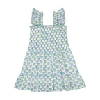 Mini Paloma Girls' Dress Aqua Floral Block Print