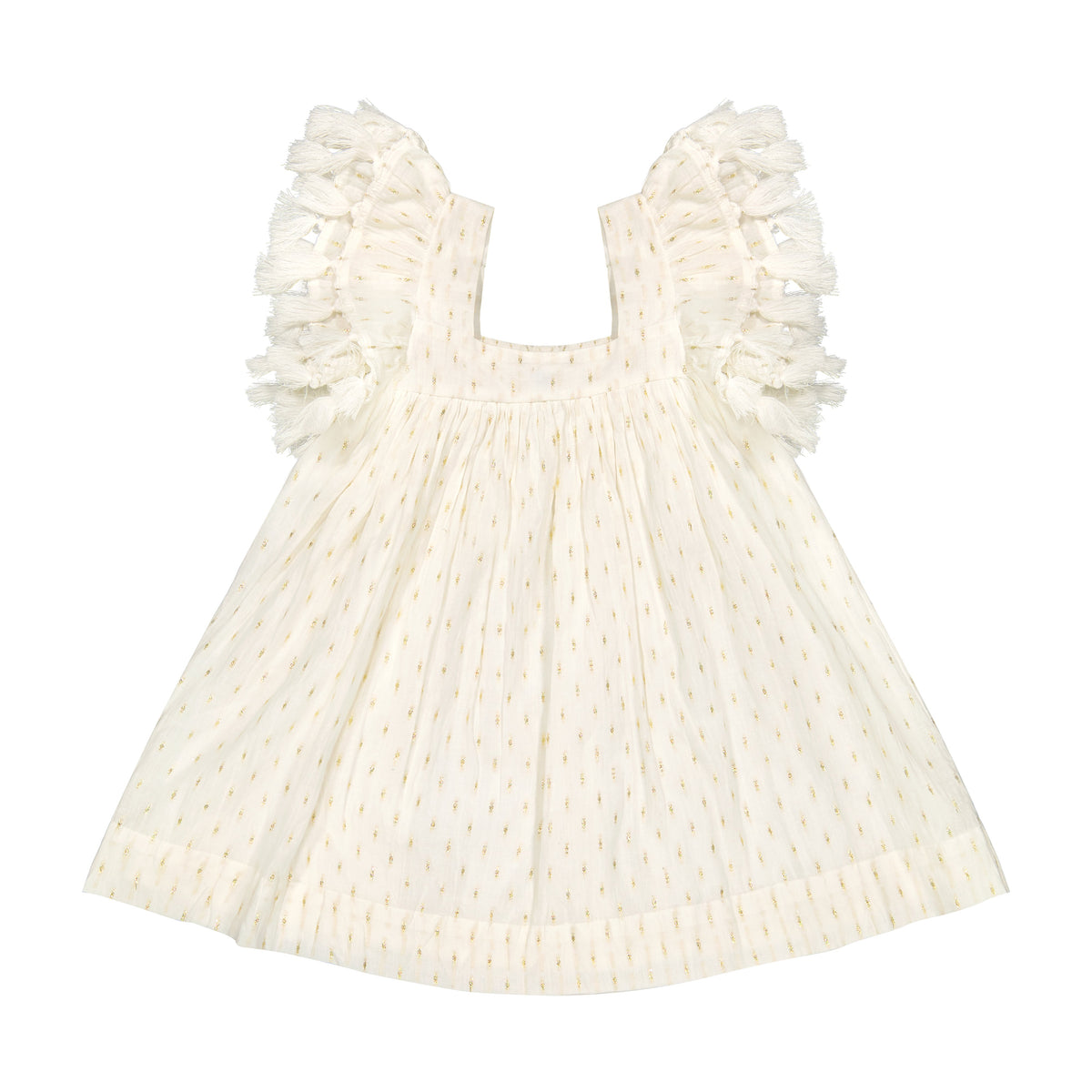 Serena Girls' Tassel Dress Gold Dobby