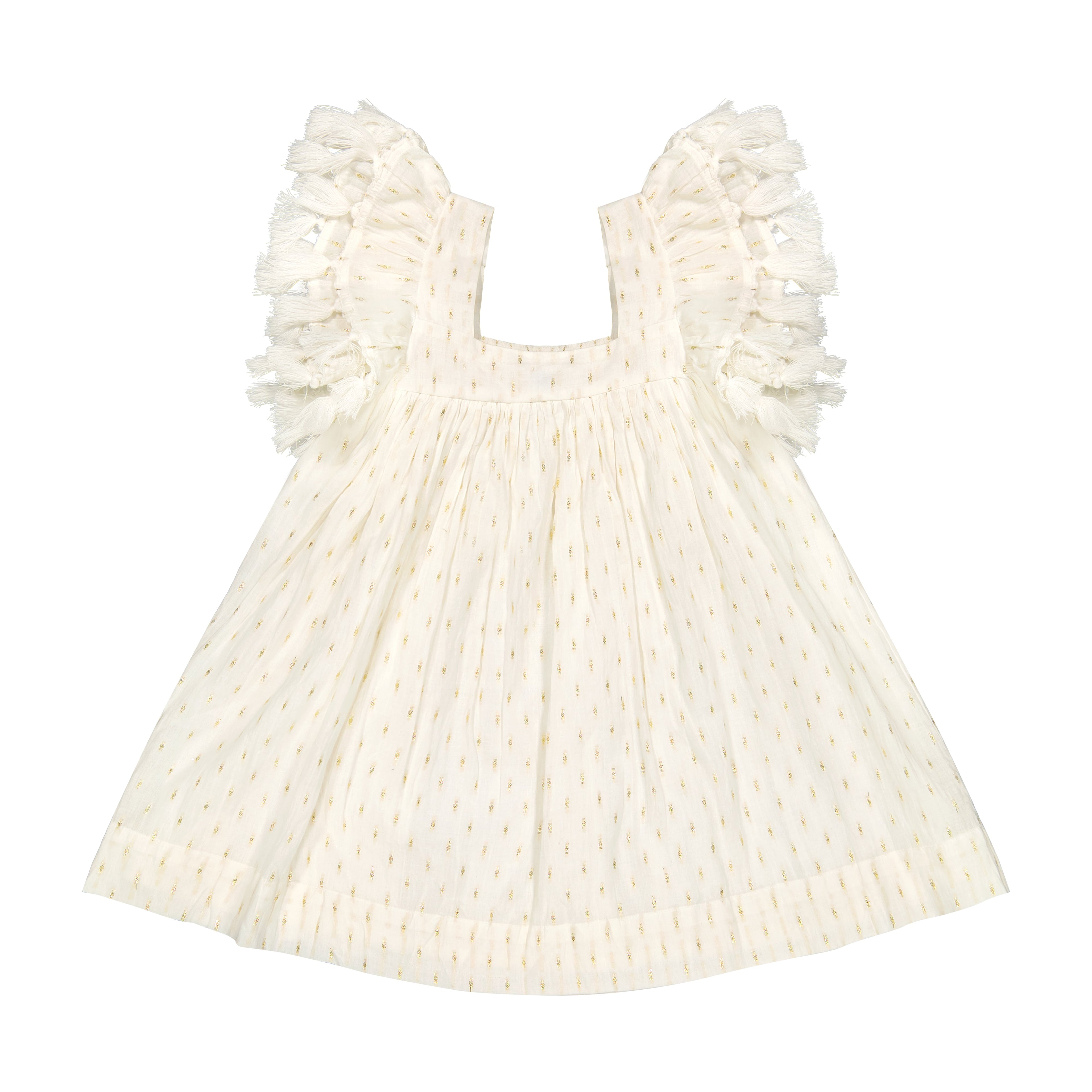 Serena Girl's Tassel Dress Gold Dobby