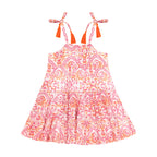 Bella Girls' Shoulder Tie Sundress Safi Pink Block Print