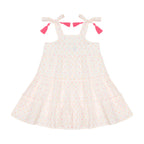 Bella Girls Shoulder Tie Sundress Neon Swiss Dot