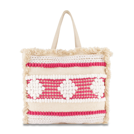 St. Barth Beach Bag Pink Handloom