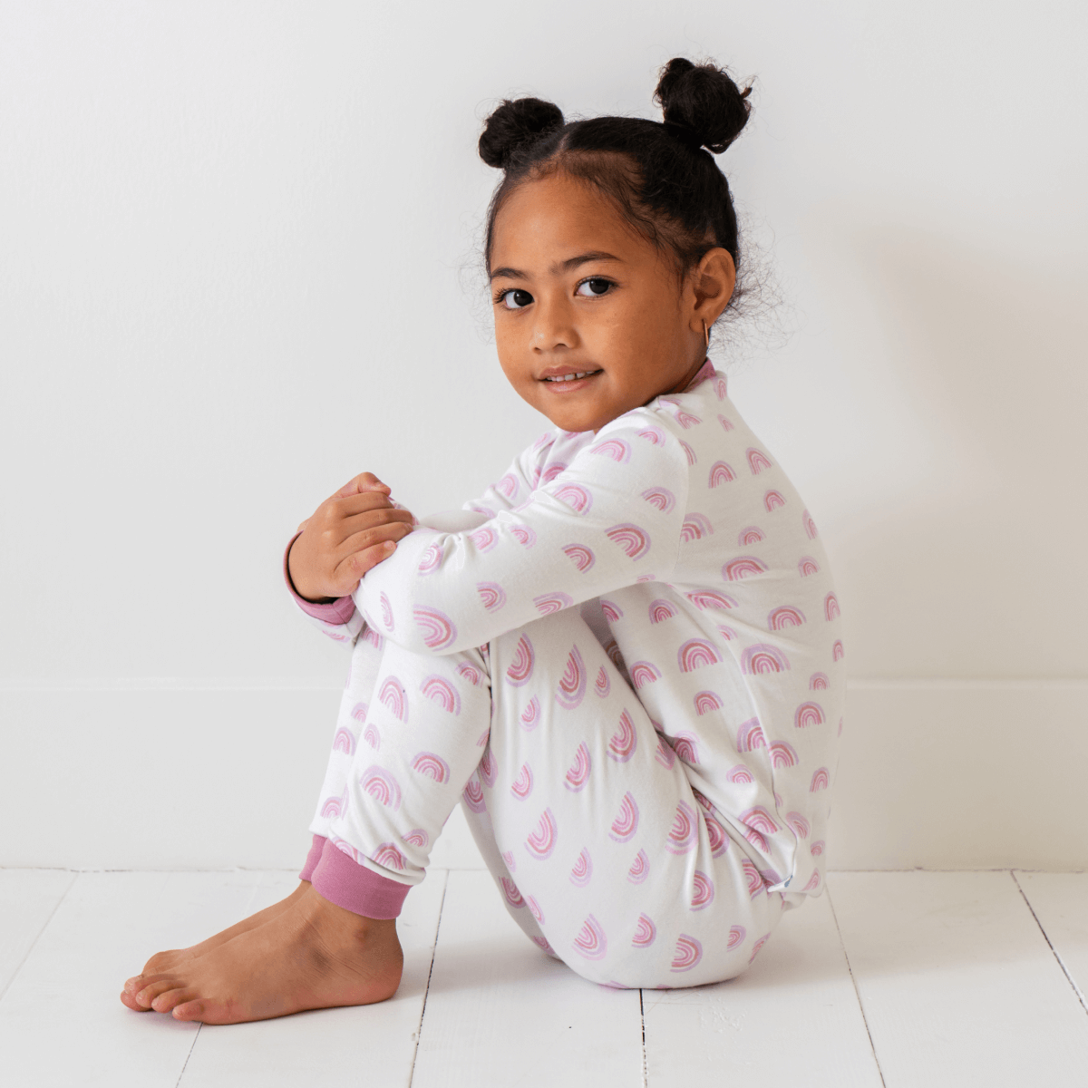Pink Rainbow Bamboo Two-Piece Pajamas - Pink Rainbow