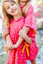 Pink Palm Tree Print Swimsuit Coverup