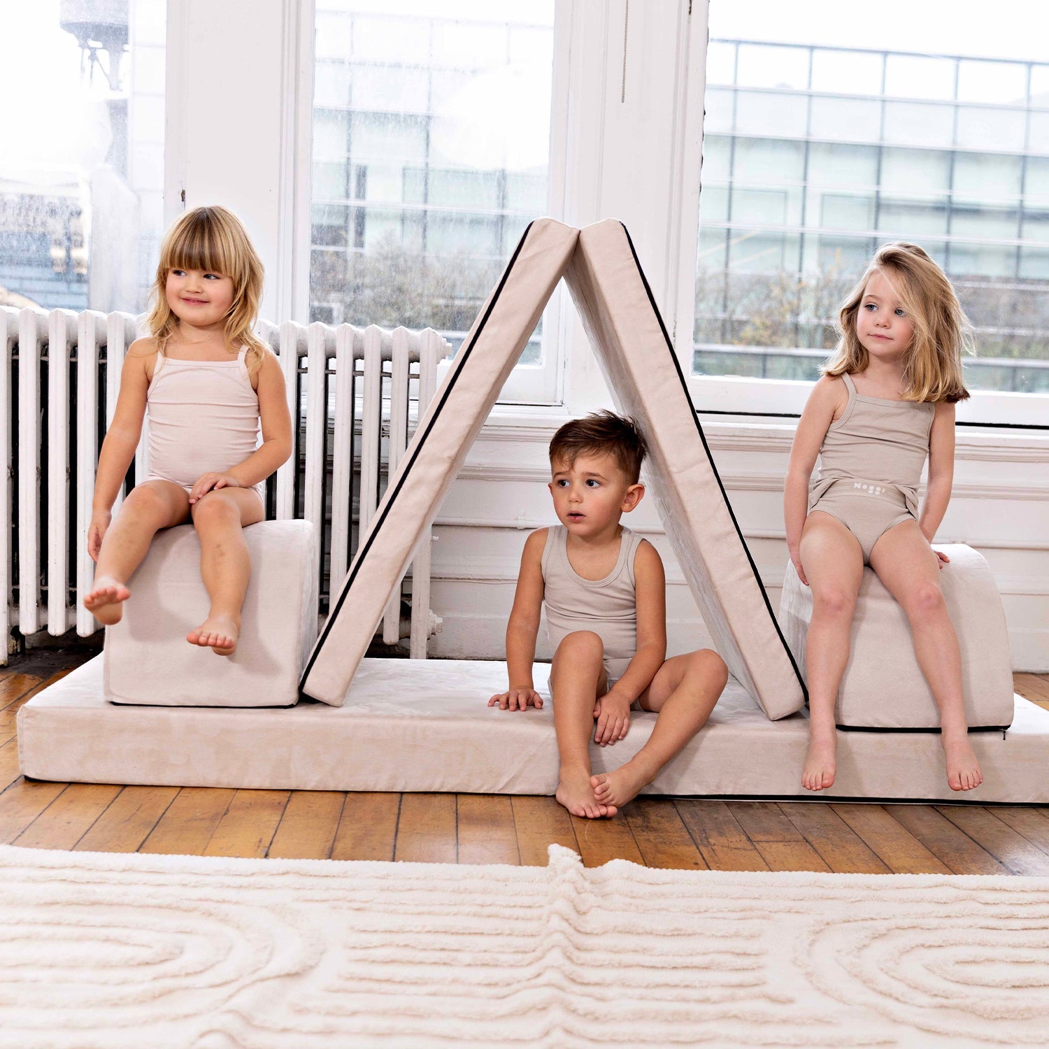 Bamboo Lounge Sets – Blue + White (2-Pack)