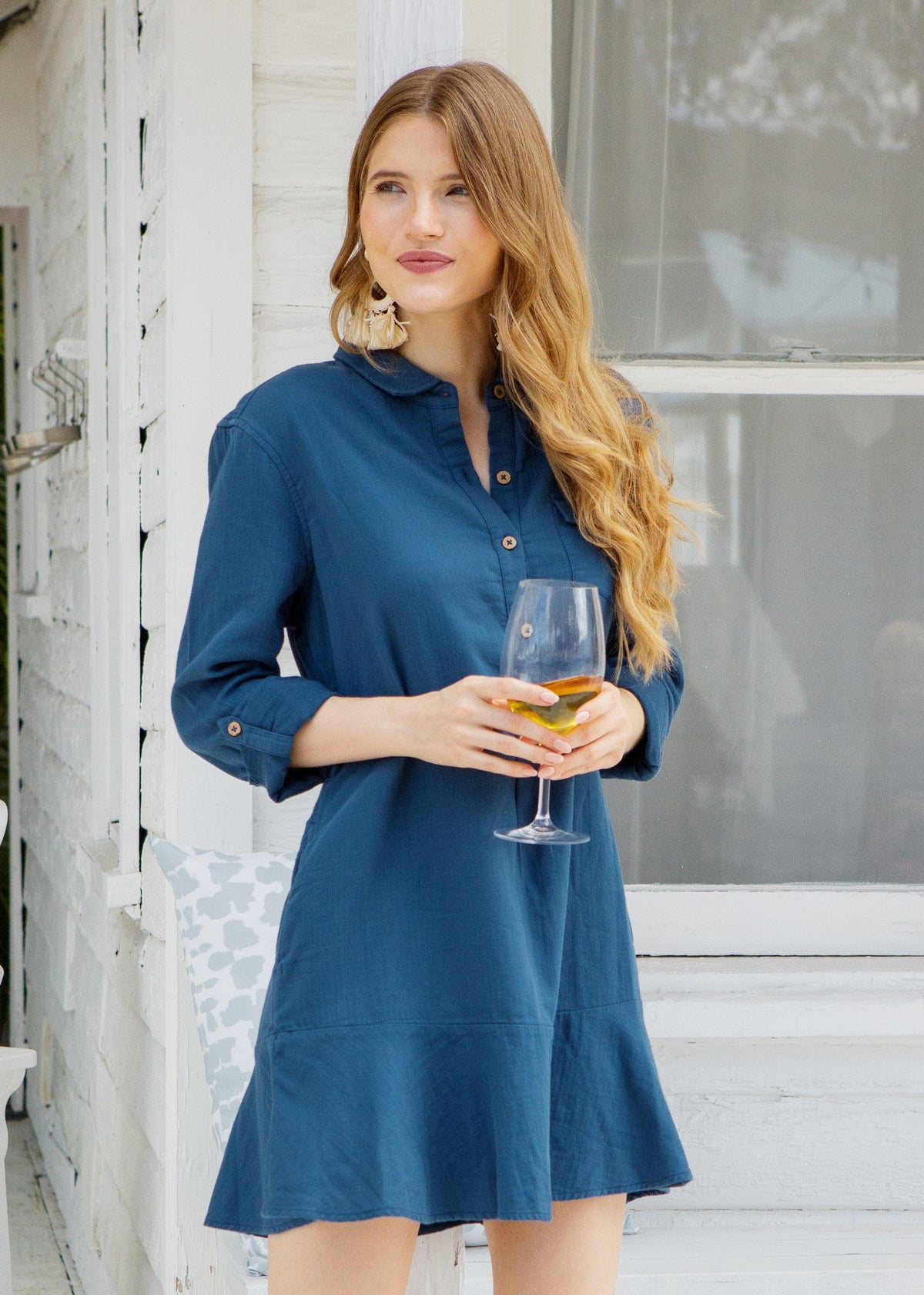 Harbor Gauze Button Front Shirt Dress
