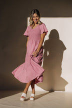 Tayla Midi Dress in Berry