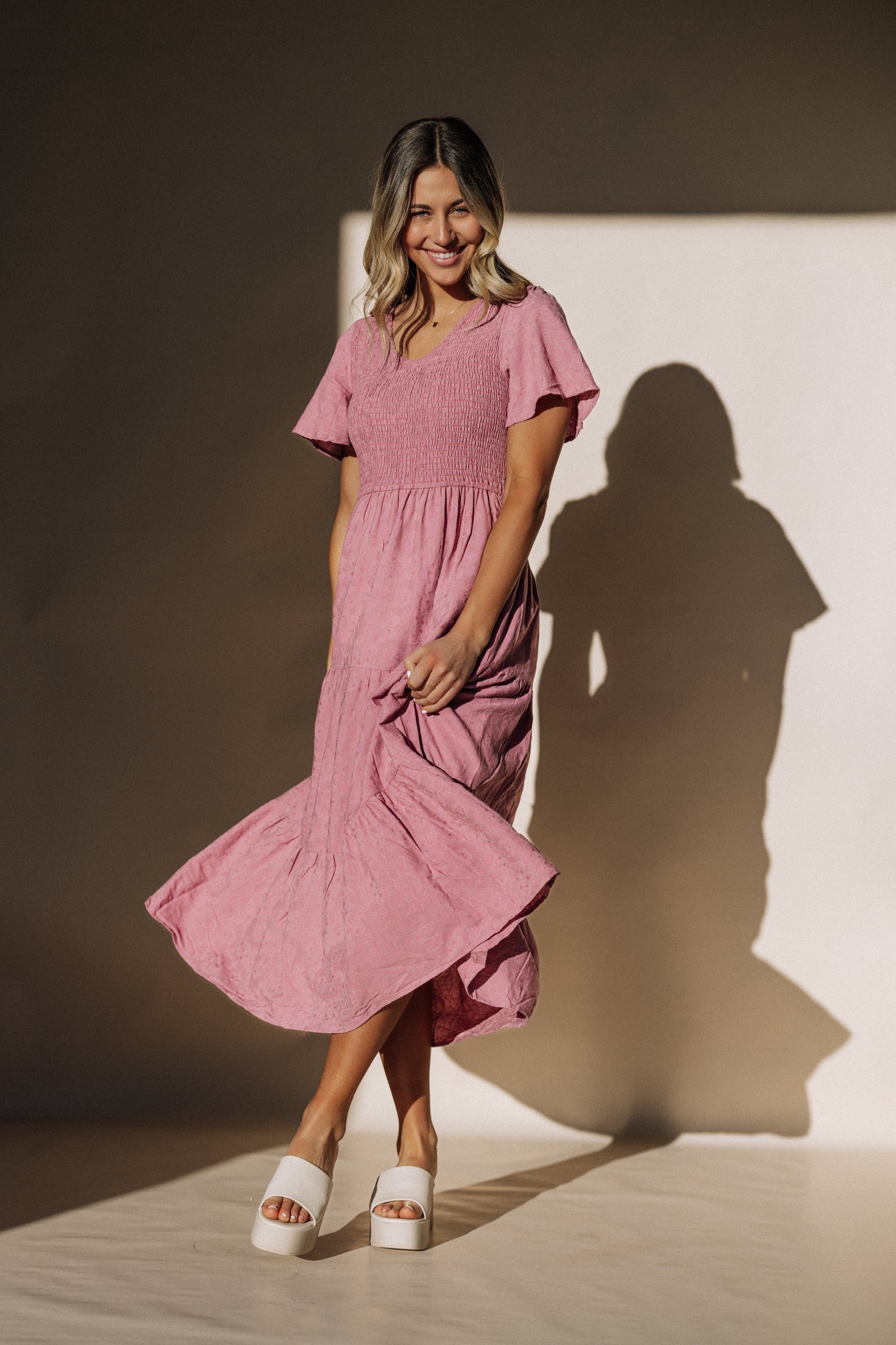 Tayla Midi Dress in Berry