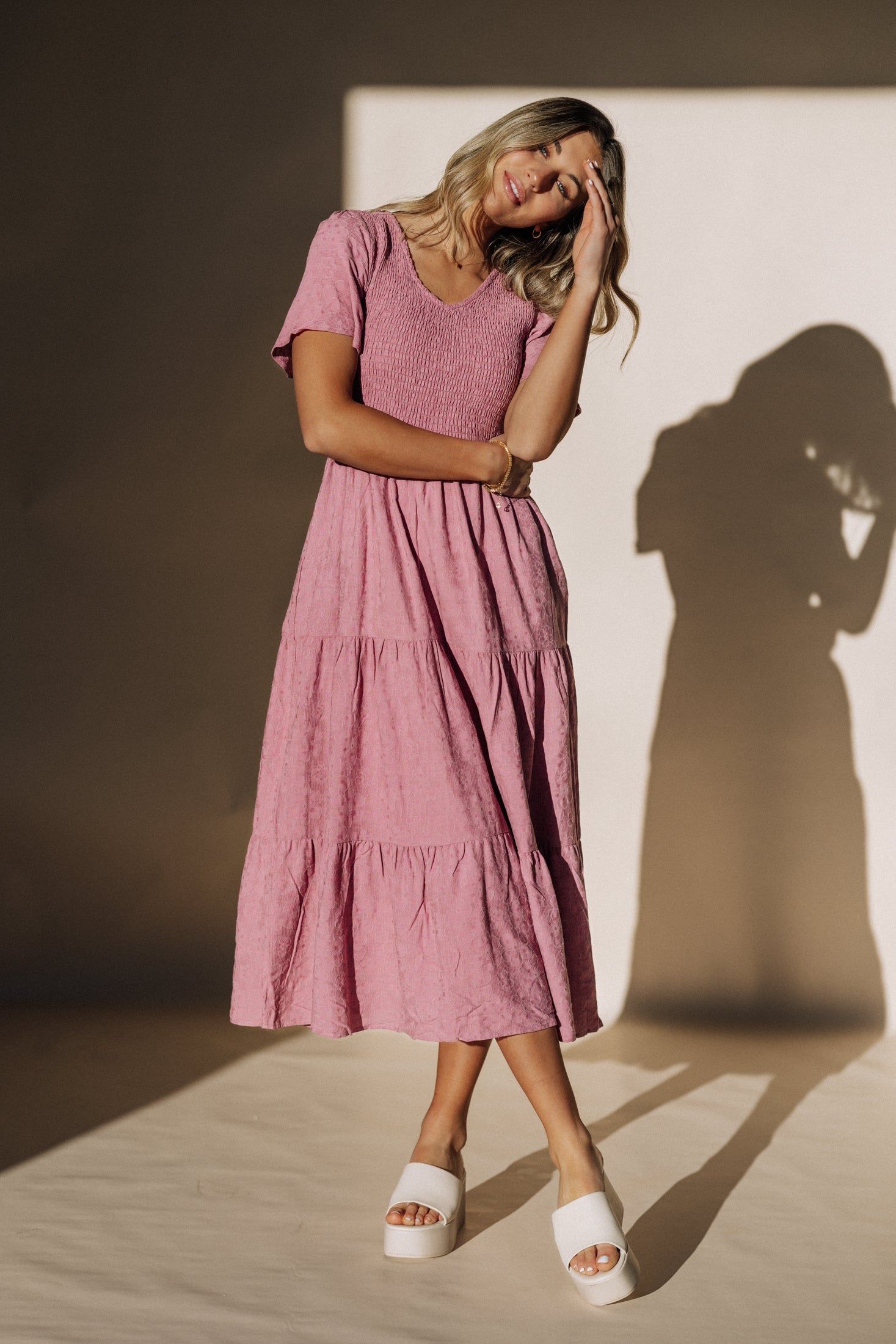 Tayla Midi Dress in Berry