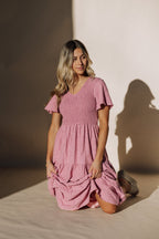 Tayla Midi Dress in Berry