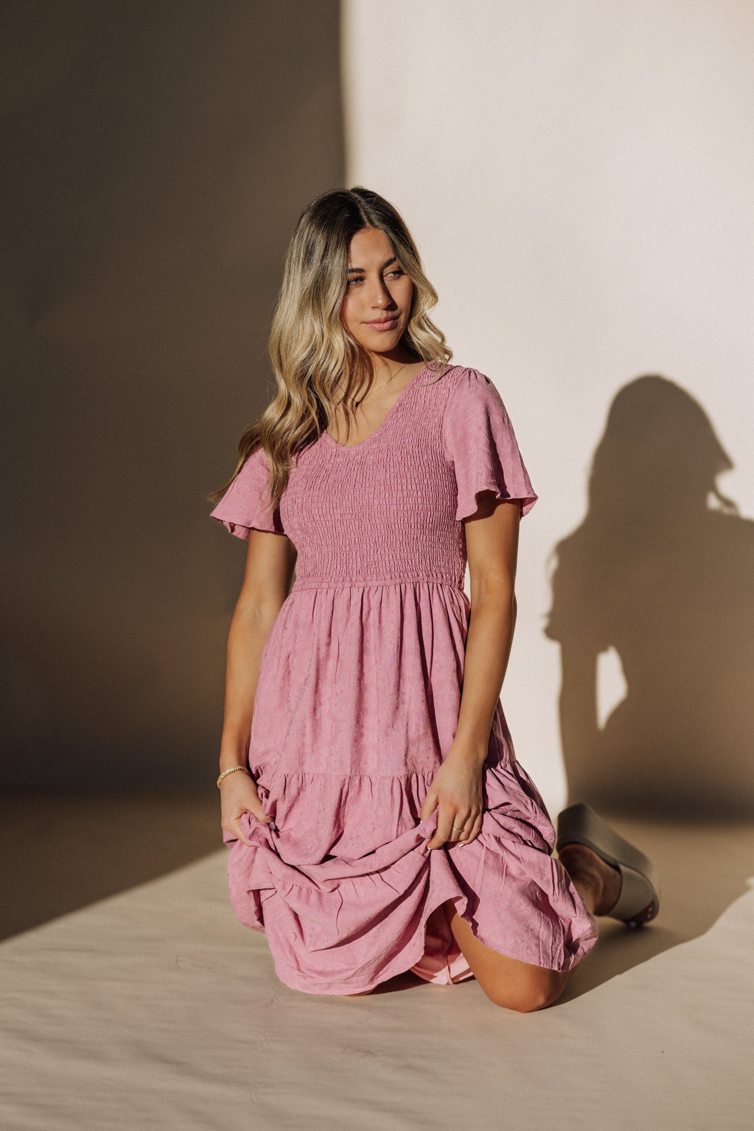 Tayla Midi Dress in Berry