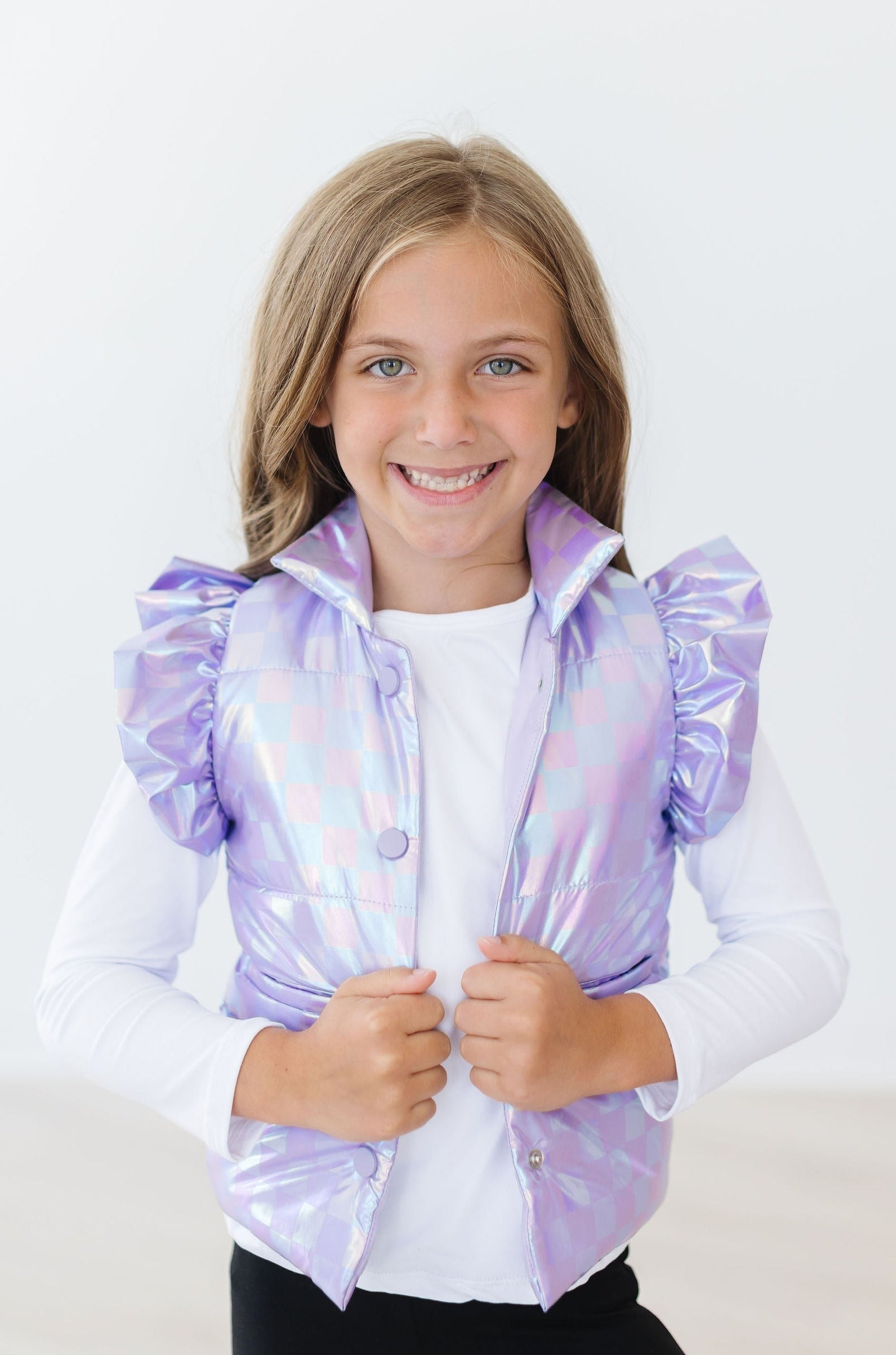 Lavender Haze Checker Puffer Vest