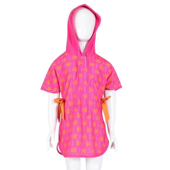 Pink Palm Tree Print Swimsuit Coverup