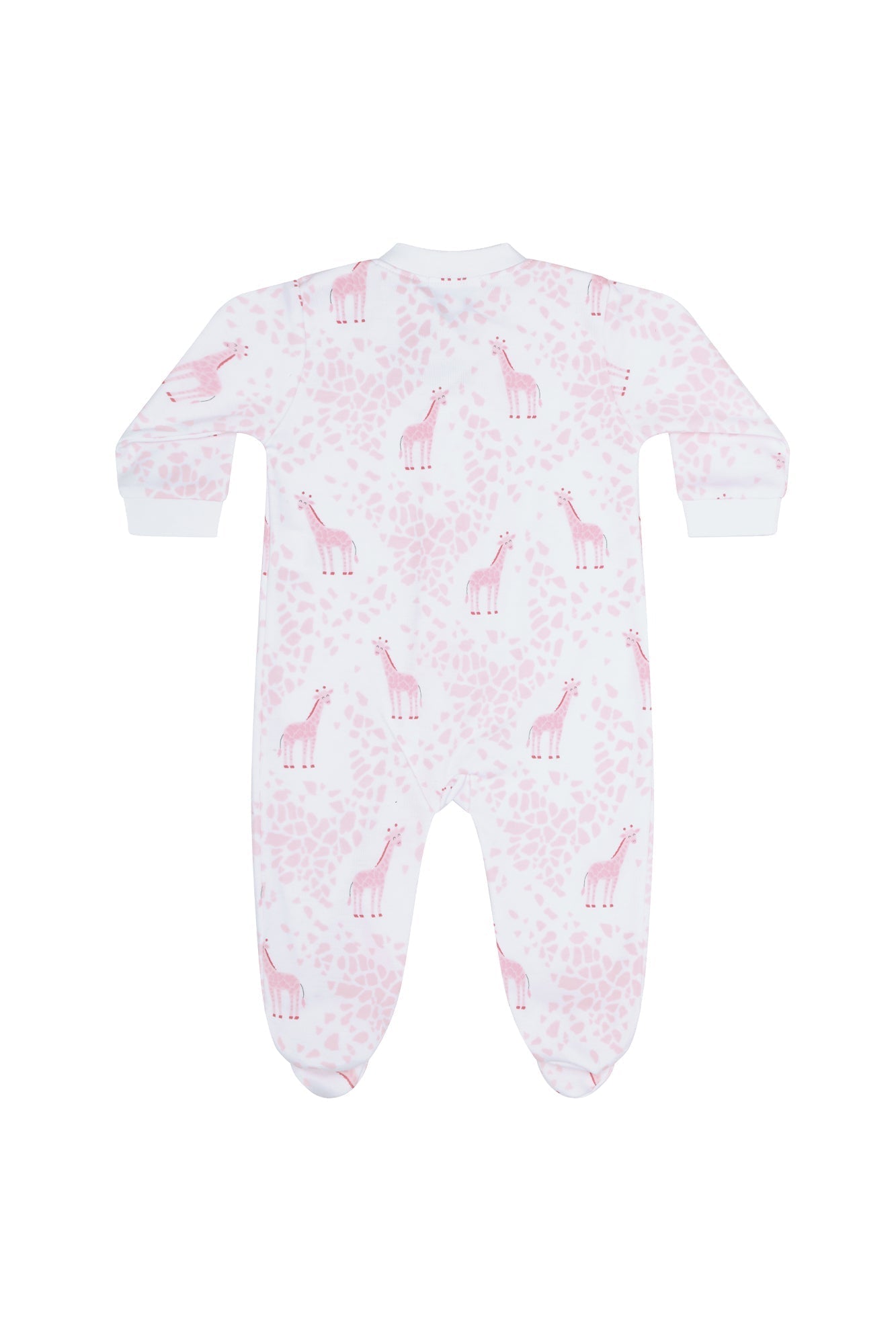 Pink Giraffe Print Zipper Footie