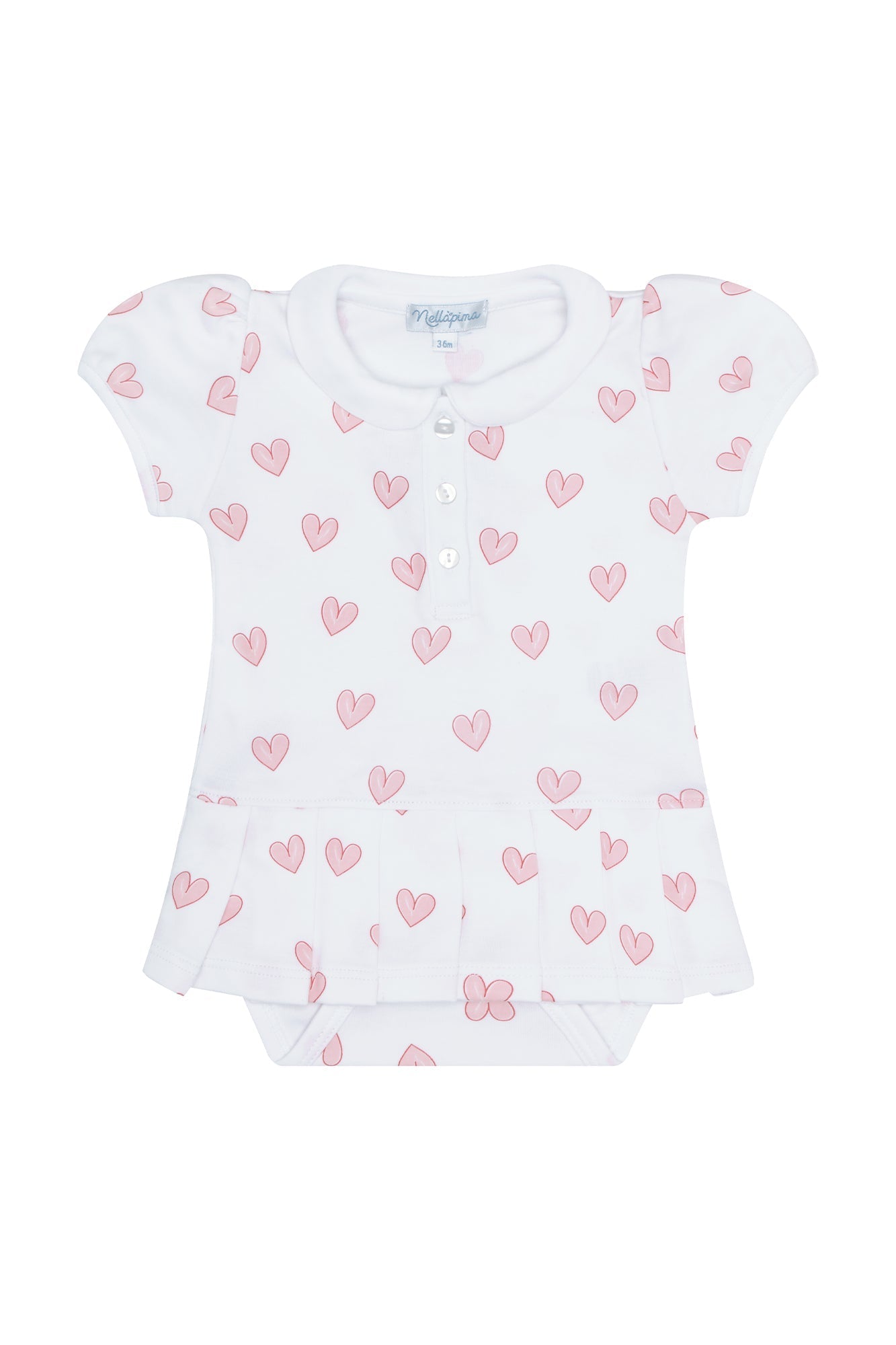 Baby Girl Pink Heart Print Pima Cotton Onesie Dress