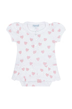 Baby Girl Pink Heart Print Pima Cotton Onesie Dress
