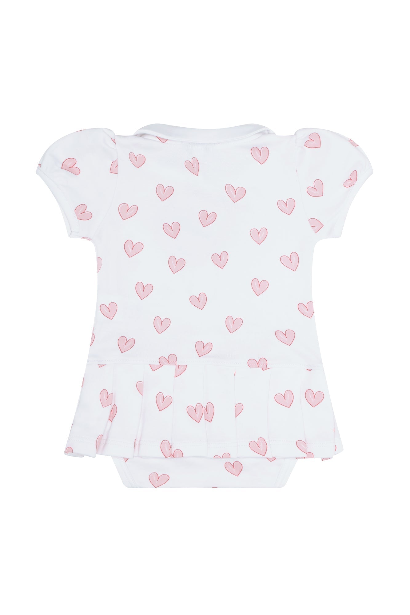 Baby Girl Pink Heart Print Pima Cotton Onesie Dress