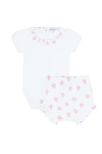 Pink Heart Print Pima Cotton Onesie Set