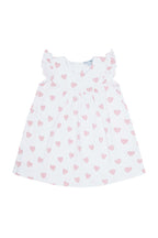 Girls Pink Heart Print Scoop Neck Pima Cotton Dress