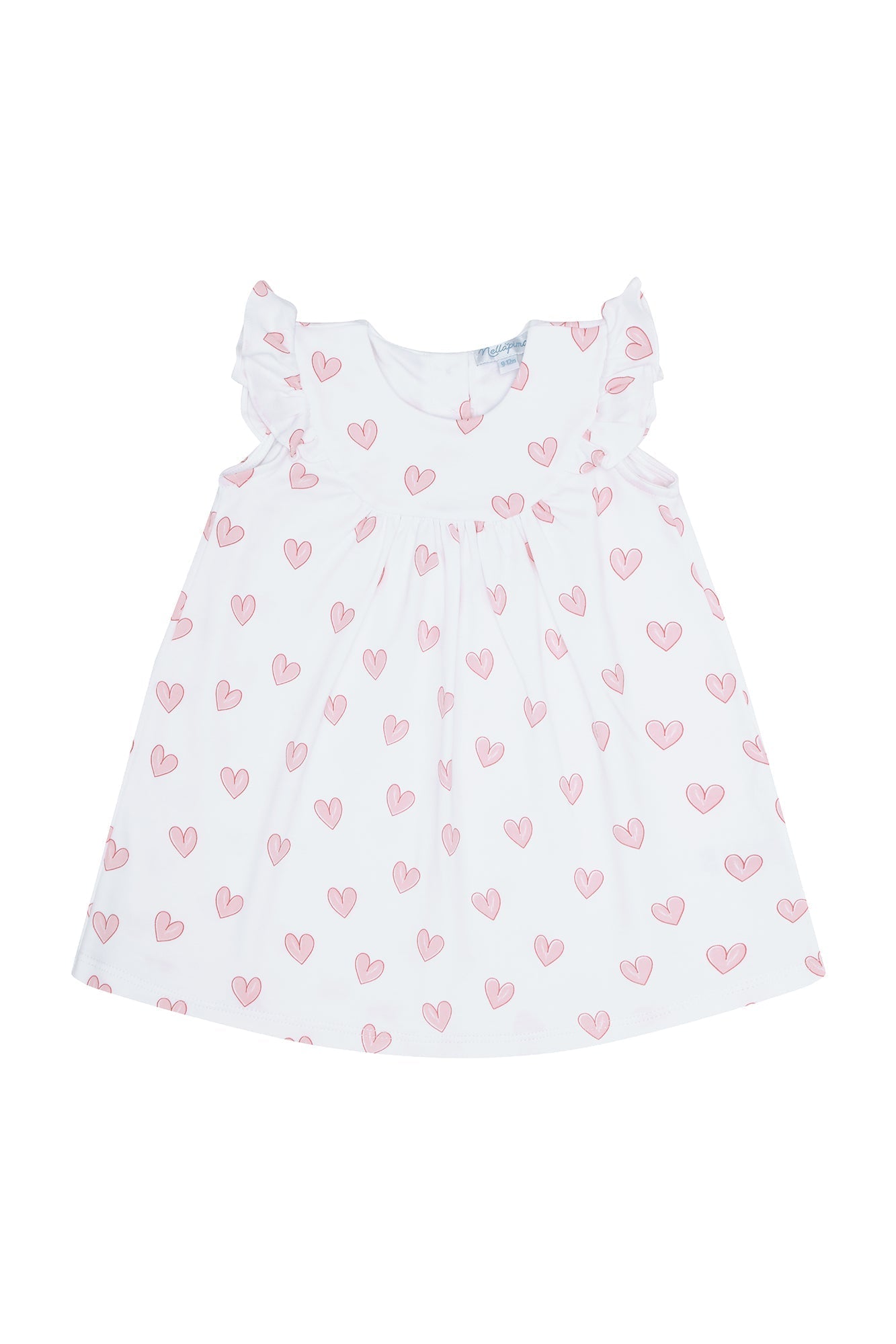 Girls Pink Heart Print Scoop Neck Pima Cotton Dress